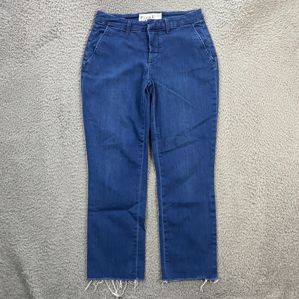 Frank & Eileen Wicklow Pants size 4 Denim Ankle‎ Fray Stretch Chino Blue Jeans